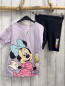 Preview: 2tlg H&M  T-Shirt + Radler  Gr. 122  flieder Minnie Mouse + dunkelgrau bunte Schrift 