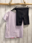 Preview: 2tlg H&M  T-Shirt + Radler  Gr. 122  flieder Minnie Mouse + dunkelgrau bunte Schrift 
