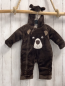 Preview:   Plüschoverall Gr. 62  braun Kapuze mit OHren Bärengesicht 