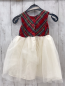 Preview:  Kleid Gr. 92  rot grün gelb kariertes Oberteil weißer Tüllrock mit Glitzerpunkten