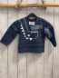 Preview:   Pullover  Gr. 92  blau graue Streifen weißer Dino + weiße Schrift 