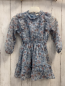 Preview:   Kleid  Gr. 98  hellblau silber Streifen Blumen Rüschenkragen 
