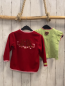 Preview: 2tlg Bondi  Fleecejacke + T-Shirt  Gr. 80  rot rosa Bund + hellgrün weiße Punkte Latz 