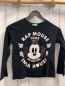 Preview: Benetton  Langarmshirt  Gr. 128  schwarz Mickey Mouse Gesicht weiße Schrift Pailettenstreifen 