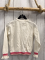 Preview: Garcia Strickjacke Gr. 92  weiß Lochmuster rosa Streifen am Bund