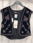 Preview: neu Zara  Weste  Gr. 152  schwarz Samd bunte Blumen mit silber Steinen + Pailetten NP 39,95 € 