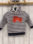 Preview:   Pullover  Gr. 92  grau weiße Streifen Kapuze roter Jeep