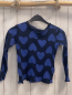 Preview: DP....aM Langarmshirt   Gr. 116  dunkelblau Rippen lila Herzen 