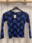 Preview: DP....aM Langarmshirt   Gr. 116  dunkelblau Rippen lila Herzen 