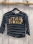 Preview: H&M  Langarmshirt  Gr. 110  schwarz hellgraue Streifen goldene Pailettenschrift Star Wars
