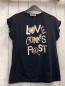 Preview: Kope Star  T-Shirt  Gr. 158/164  schwarz weiß beige bronze Schrift mit Glitzer + Steinen 