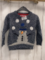 Preview:  Pullover Gr. 98  blau weiß meliert Schneemann Strick