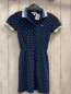 Preview: Lacoste  Kleid  Gr. 128  blau hellblaue Punkte blau weiß rosa Polokragen 