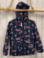 Preview:   Regenjacke  Gr. 128  blau bunte Feuerwehrfahrzeuge 