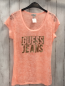 Preview: Guess  T-Shirt Gr. XL  orange goldener Blaken mit Schrift + silber Steinen 