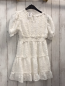 Preview: Loevia  Kleid  Gr. 122  weiß bestickt gemsokter Hüftbereich Rüschenbund 