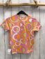 Preview: neu Liegelind  T-Shirt  Gr. 122/128  weiß orange rosa hellgrün weißer Druck mit Kringeln 