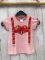 Preview: Bondi  T-Shirt  Gr. 98  rosa weiße Punkte rote Hosenträger mit Blumen 