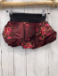 Preview: Lofft  Rock Gr. 104  weinrot glänzend pink gelbe Herzen + Blumen schwarzer Bund 