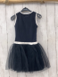 Preview: neu Lofft  Kleid Gr. 116  blaues Oberteil mit weiß silber Perlen weißer Bund Tüllüberrock NP 64,95 € 