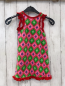 Preview: Bakery Babes  Kleid Gr. 98  pink rot grüne Rauten roter Rüschensaum 