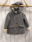 Preview: Okaidi  Jacke  Gr. 110  grau hellgraue Zackenstreifen Kapuze wolloptik beige Teddyfutter 