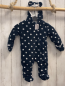 Preview: Blue Seven  Plüschoverall Gr. 68  dunkelblau weiße Sterne Kapuze mit Ohren 