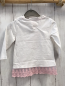 Preview: Bob der Bär  Langarmshirt  Gr. 74  weiß Herz transparenter Saum mit rosa Stickerei