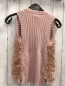 Preview: Max Studio  Weste  Gr. 128  rosa Strick mit silber Glitzerpunkten + Fellvorderteil 