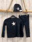Preview: 3tlg Langarmshirt + leggings + Mütze Gr. 86  schwarz weiße Schrift Rock Star Baby 