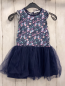 Preview: Happy Girls  Kleid  Gr. 110  blaues Oberteil mit Schmetterlingen + Blättern blauer Tüllüberrock