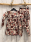 Preview: 2tlg Müsli  Kleid + Leggings  Gr. 86  beige Blumen Blätter 