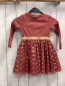 Preview: Minnie Mouse  Kleid  Gr. 86  lachs Oberteil mit Minnie Mouse Tüllrock mit goldenen Schleifen 