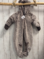 Preview: H&M  Overall  Gr. 68  hellgrau braun Fell Kapuze mit Ohren 