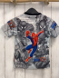 Preview:   T-Shirt  Gr. 122/128  hellgrau grau bunter Druck Spiderman schwarzer Bund 