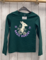 Preview: Kiabi  Langarmshirt  Gr. 134  grün weißes Reh lavendel Schrift 