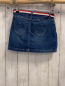Preview: Okaidi  Rock Gr. 128  blau Jeans rot silber rosa gestreifter Gürtel  Bund verstellbar 