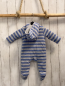 Preview: bluezoo Overall Gr. 68  grau blaue Streifen Dinos Fahrzeuge