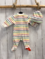Preview: 2tlg Chicco Strampler + Mütze Gr. 50  weiß bunte Streifen Nicky