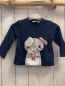 Preview: Chicco  Langarmshirt  Gr. 80  blau weiß hellgrauer Hase 