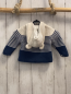 Preview: M&S  Strickjacke  Gr. 68  weiß + blau weiße Steifen + blau Strick Kapuze mit Ohren 