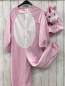 Preview: 2tlg  Karnevalkostüm Gr. 116  rosa weißer Plüschoveall + Mütze Einhorn 