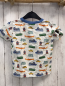 Preview: Alana  T-Shirt  Gr. 92  weiß bunte Fahrzeuge hellblauer Bund 