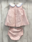 Preview: Jacadi 2tlg Kleid + Höschen Gr. 56  rosa weiß blauer Kragen + rosa