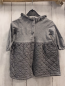 Preview: Petit Bateau  Kleid  Gr. 68  grau Rüschenkragen + grau dunkelgrau gemusterter Rock 