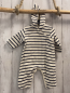 Preview: Petit Bateau  Overall Gr. 68  weiß blaue Streifen gefüttert Kapuze 