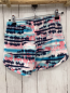 Preview: Esprit  Badeshorts  Gr. 140  weiß türkis  rosa Streifen schwarze Palmen 