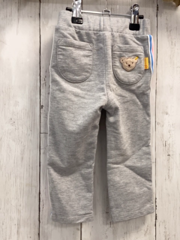 Steiff  Leggings Gr. 80  grau + weiß hellblau rosa Seitenstreifen
