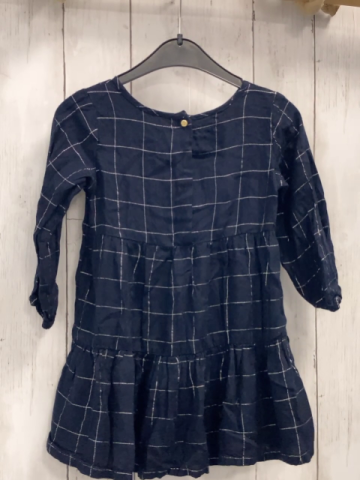 H&M  Kleid  Gr. 92  blau silber kariret 