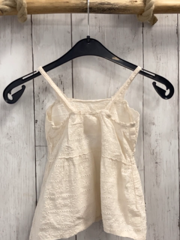 Zara  Sommerbluse  Gr. 98  creme Blumen Lochstickerei